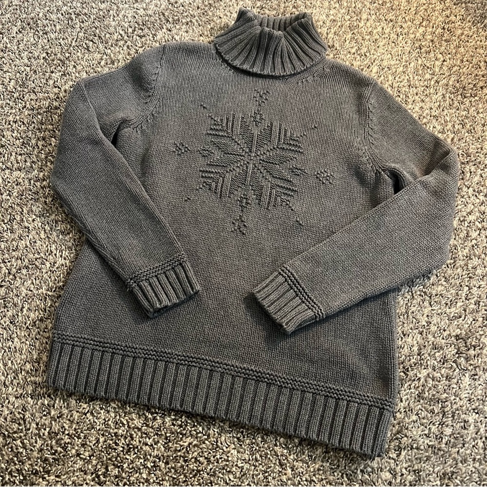 90s Ralph Lauren Gray Snowflake Turtleneck Sweater